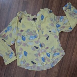 Zac & Rachel Yellow Floral Button-Up Blouse